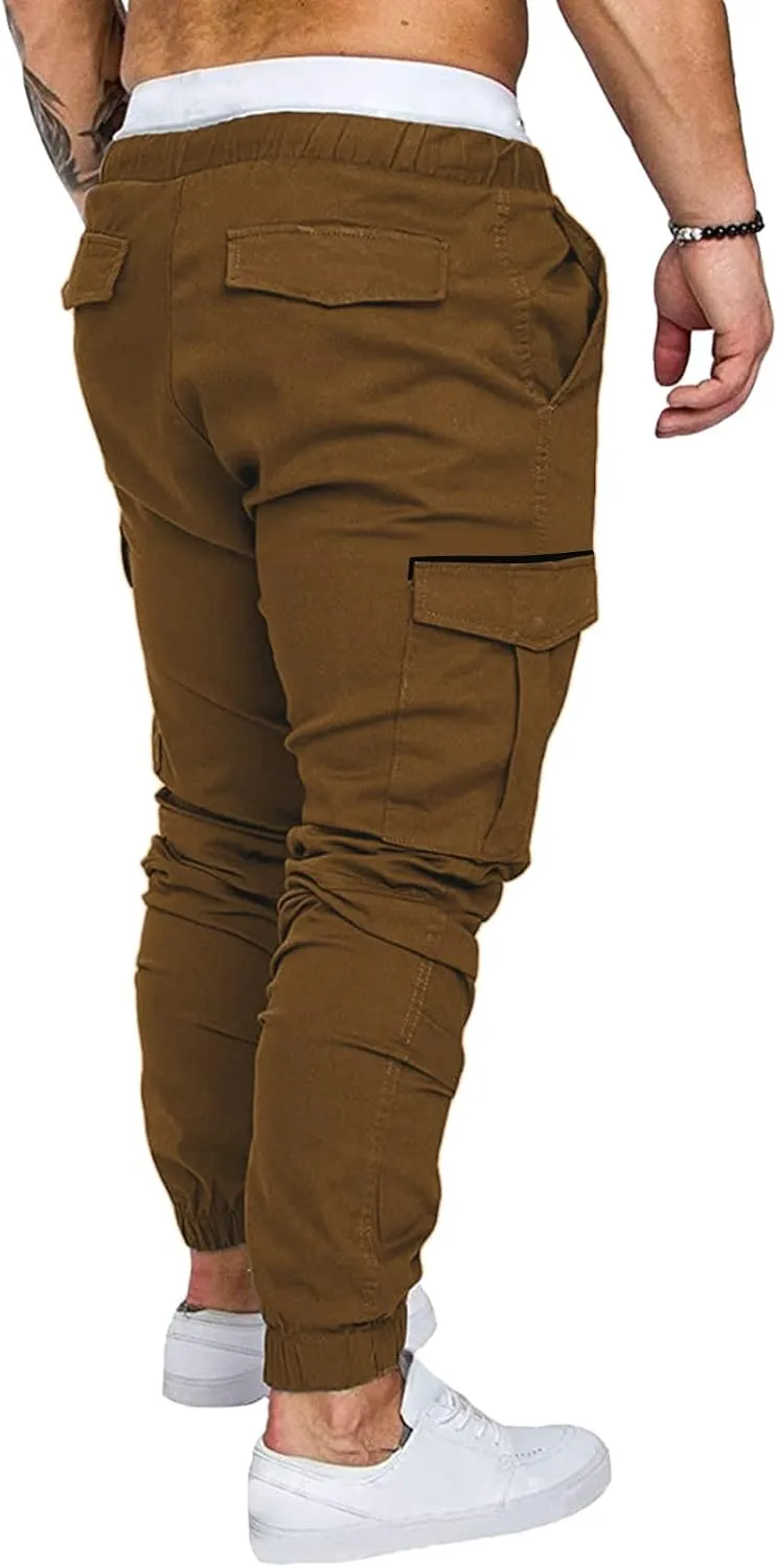 Cargo Sweatpants for Men Adjustable Bungee Cord Open Bottom Cargo Pants for Men Casual Mens Cargo Pants Mens Hiking