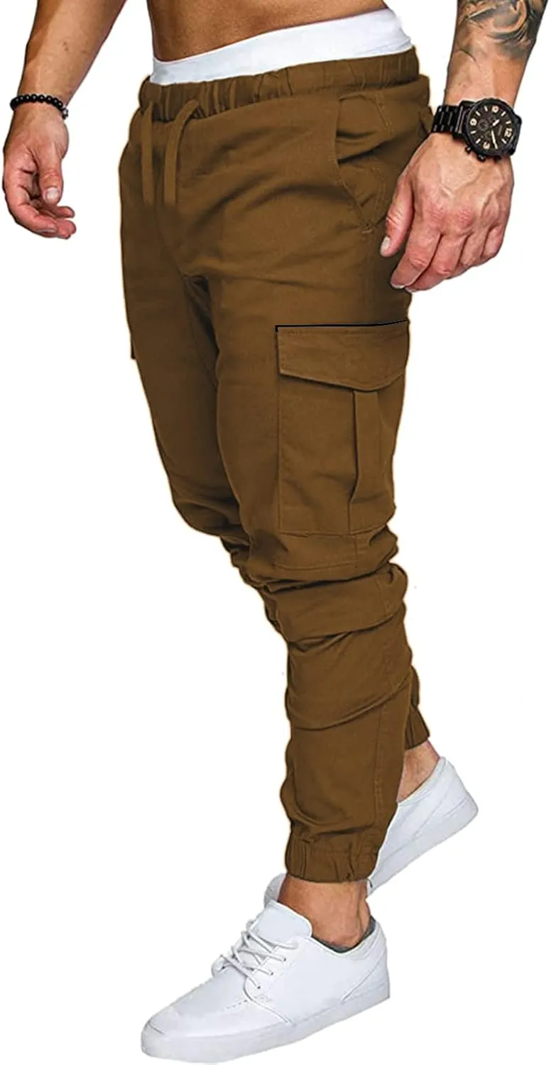 Cargo Sweatpants for Men Adjustable Bungee Cord Open Bottom Cargo Pants for Men Casual Mens Cargo Pants Mens Hiking