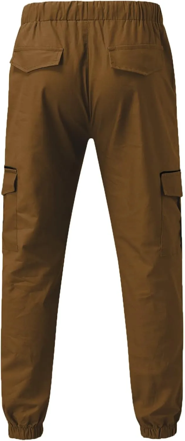 Cargo Sweatpants for Men Adjustable Bungee Cord Open Bottom Cargo Pants for Men Casual Mens Cargo Pants Mens Hiking