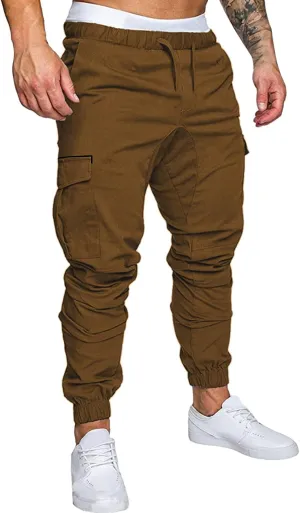 Cargo Sweatpants for Men Adjustable Bungee Cord Open Bottom Cargo Pants for Men Casual Mens Cargo Pants Mens Hiking