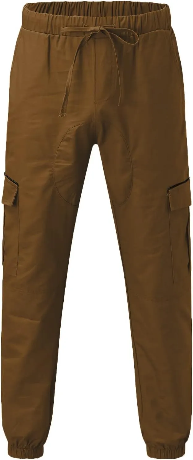 Cargo Sweatpants for Men Adjustable Bungee Cord Open Bottom Cargo Pants for Men Casual Mens Cargo Pants Mens Hiking