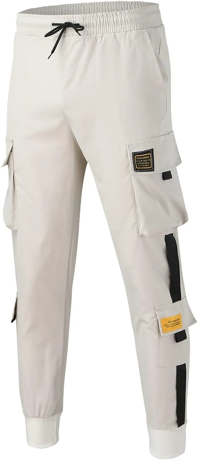 Cargo Sweatpants for Men Big and Tall Cargo Pants Outdoor Drawstring Elastic Waist Running Joggers Men's Heavyweight