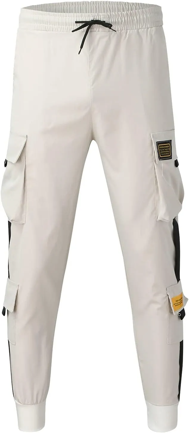 Cargo Sweatpants for Men Big and Tall Cargo Pants Outdoor Drawstring Elastic Waist Running Joggers Men's Heavyweight