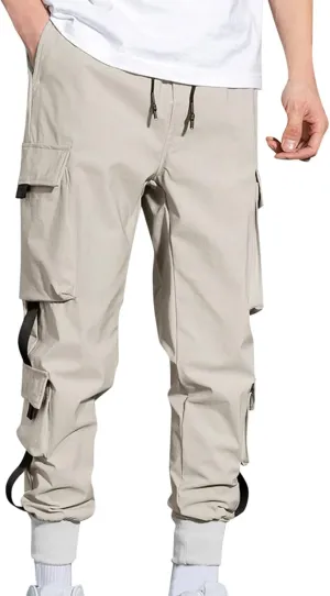 Cargo Sweatpants for Men Big and Tall Cargo Pants Outdoor Drawstring Elastic Waist Running Joggers Men's Heavyweight