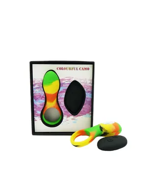 Colourful Camo Bravo Remote Control Cock Ring Yellow