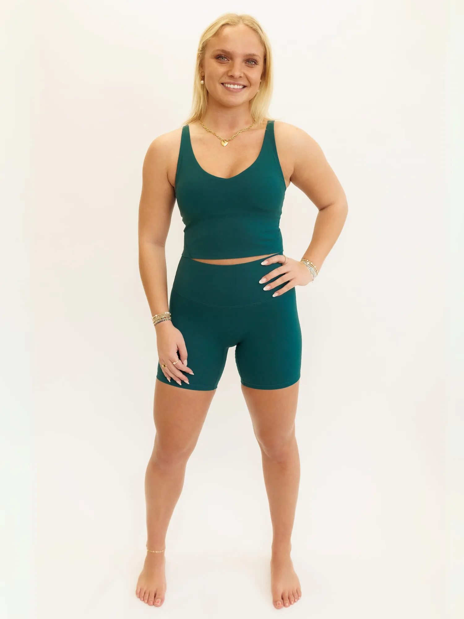 Emerald Jade "Mia" Comfort High Rise Quick Dry Second Skin Shorts