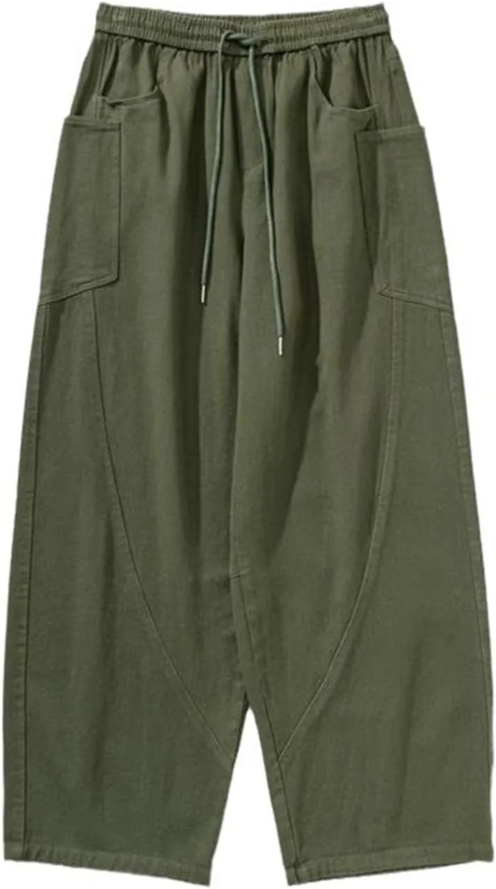 Men's Athletic Sweatpants Unisex Wide Leg Y2k Baggy Workout Harem Pants Casual Loose Hippie Summer Trouser Streetwear