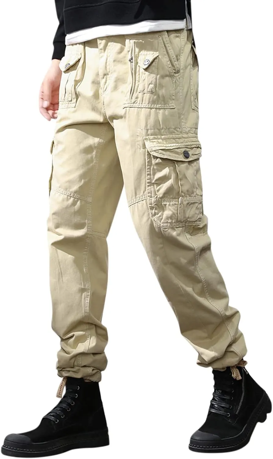 Mens Casual Tactical Pants Ripstop Durable Athletic Tactical Cargo Pants Slim Fit Outdoor Hiking Overall Work Trousers