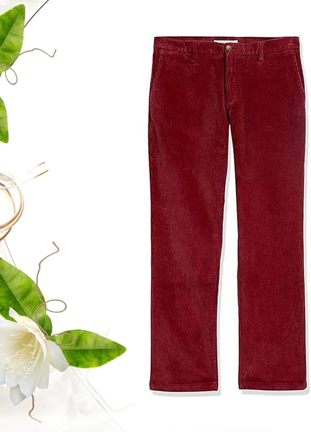 Mens Corduroy Pants Casual Flat Front Straight Leg Trousers Fall Winter Oversized Loose Fit Dress Pants with Pockets