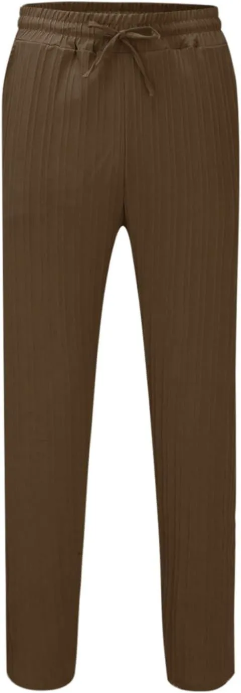 Men's Cotton Linen Harem Pants Loose Elastic Waist Lightweight Yoga Beach Pants Casual Cropped Trousers with Pockets