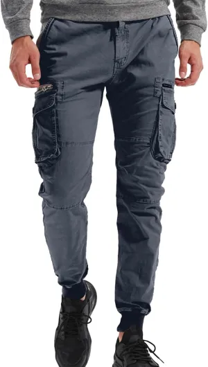 Mens Drawstring Cargo Pants Slim Fit Lightweight Track Trousers with Zip Pockets Cinch Bottom Tactical Pants Joggers