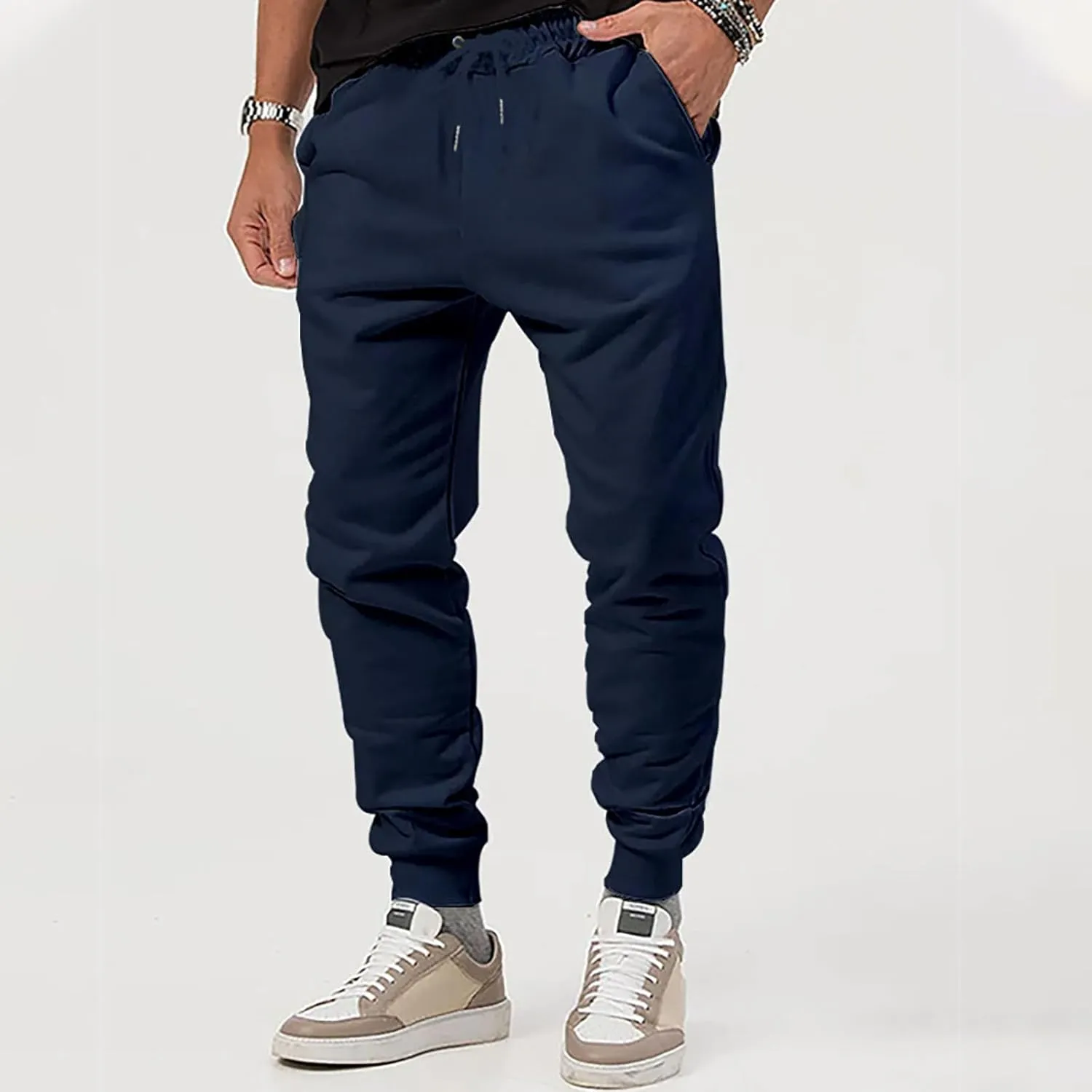 Mens Slim Fit Sweatpants Casual Elastic Waist Active Jpggers Trousers with Pockets Cinch Bottom Tapered Track Pants