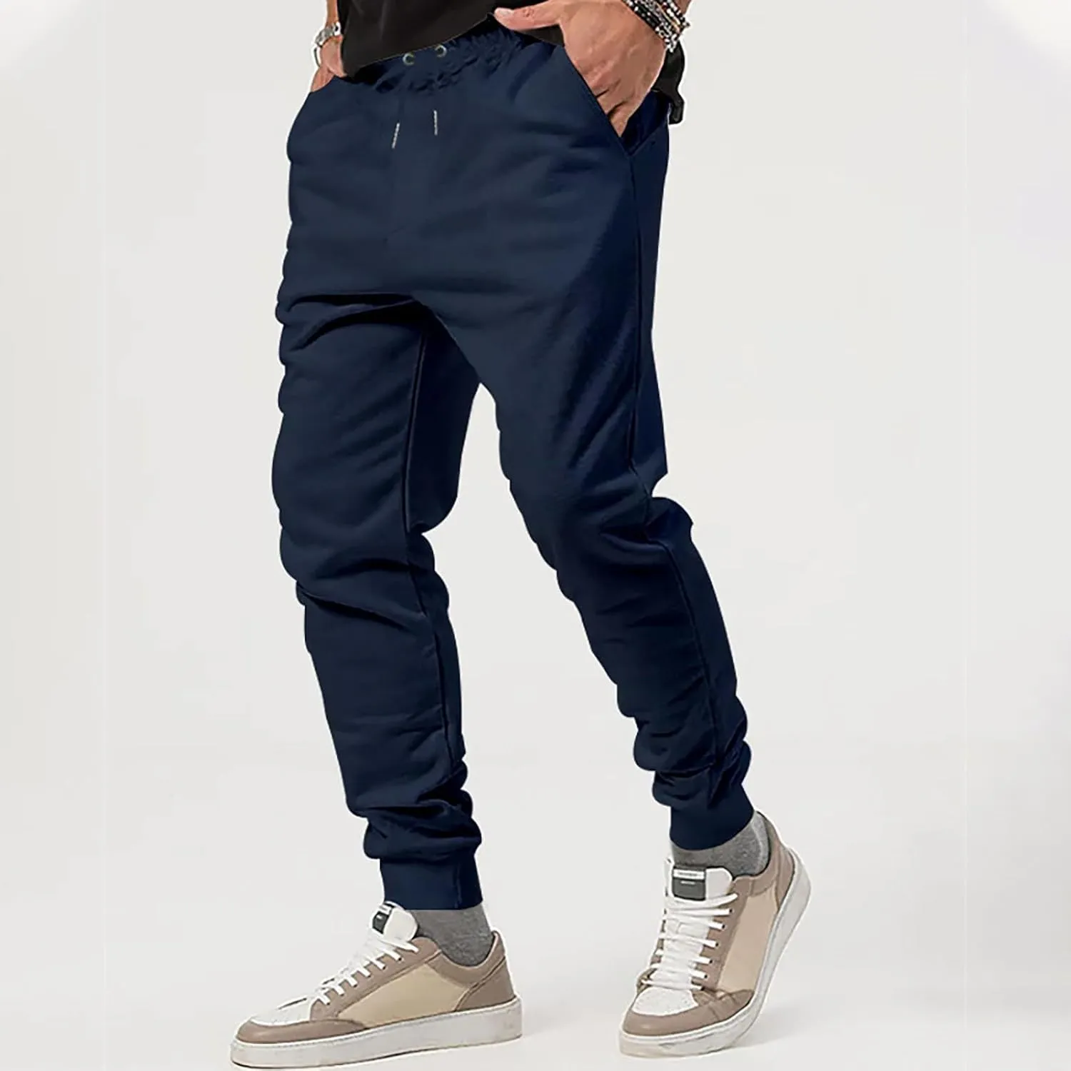 Mens Slim Fit Sweatpants Casual Elastic Waist Active Jpggers Trousers with Pockets Cinch Bottom Tapered Track Pants