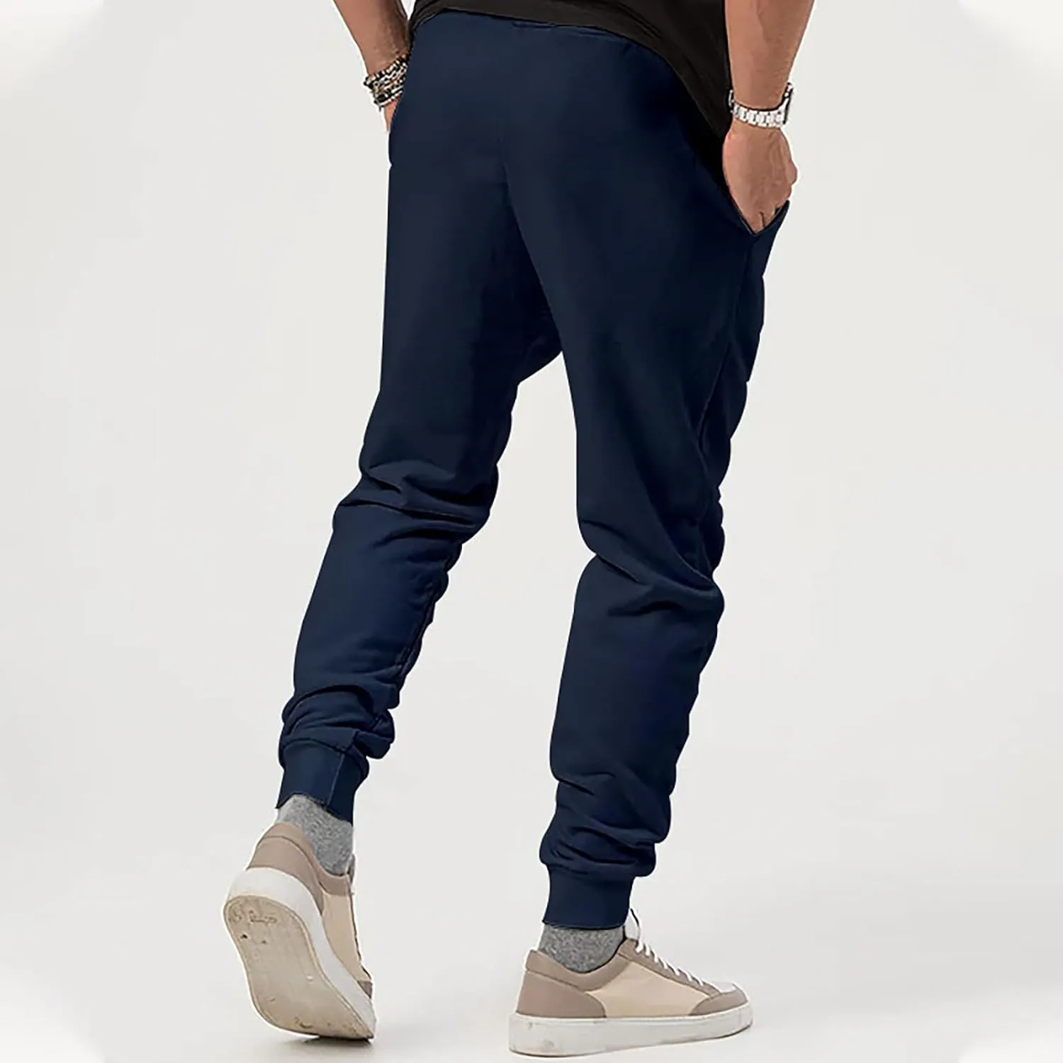 Mens Slim Fit Sweatpants Casual Elastic Waist Active Jpggers Trousers with Pockets Cinch Bottom Tapered Track Pants