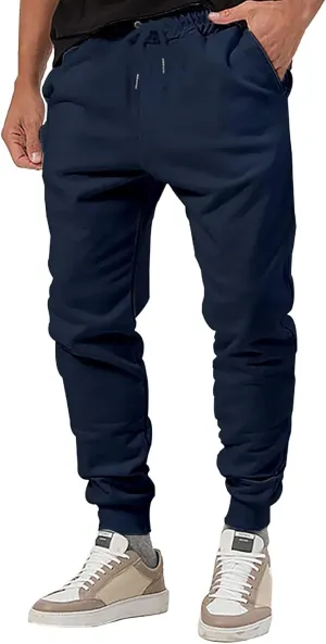 Mens Slim Fit Sweatpants Casual Elastic Waist Active Jpggers Trousers with Pockets Cinch Bottom Tapered Track Pants