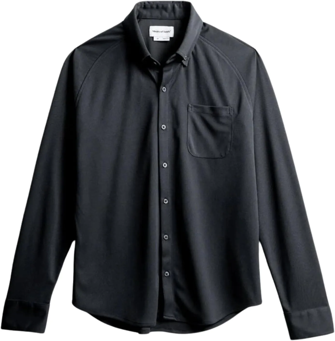 Ministry of Supply Men's Apollo Raglan Sport Dress Shirt, Casual Long Sleeve Button Down, Moisture Wicking, Wrinkle-Resistant