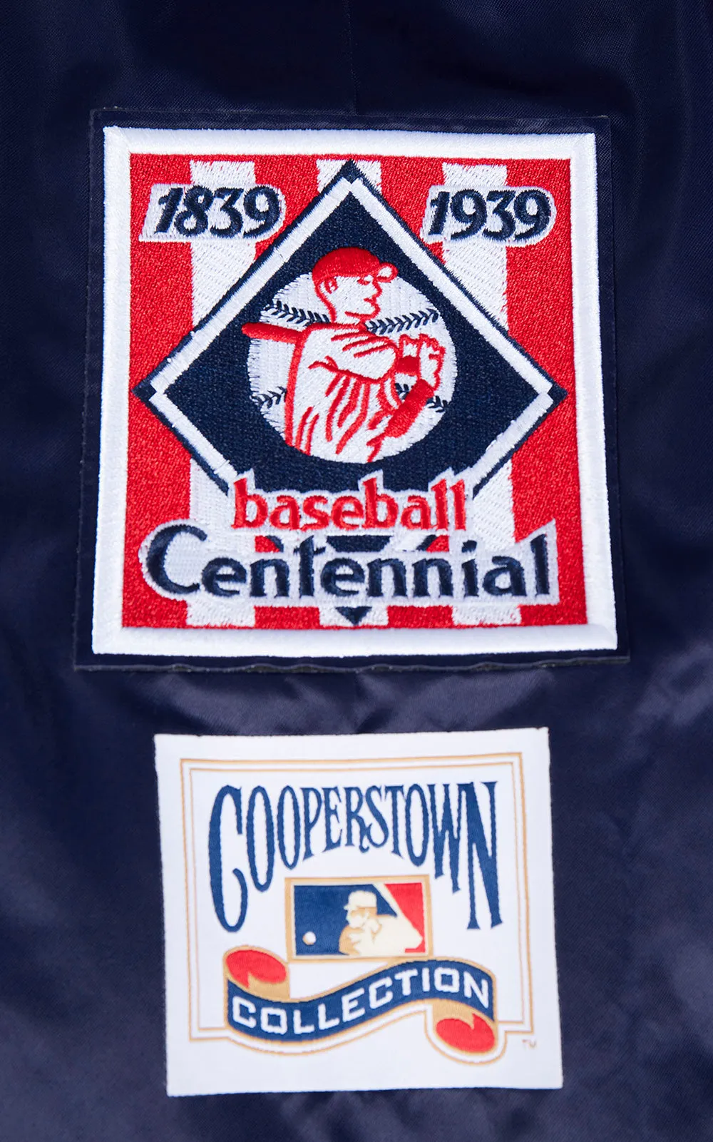 MLB BOSTON RED SOX RETRO CLASSIC MEN'S RIB SATIN JACKET (MIDNIGHT NAVY/RED/MIDNIGHT NAVY)