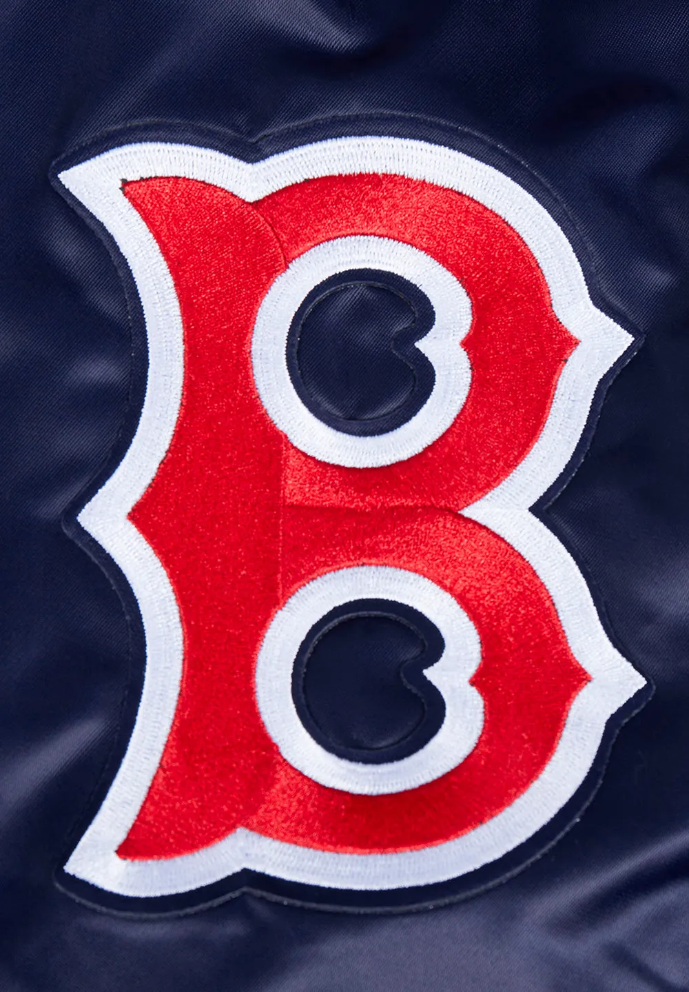 MLB BOSTON RED SOX RETRO CLASSIC MEN'S RIB SATIN JACKET (MIDNIGHT NAVY/RED/MIDNIGHT NAVY)