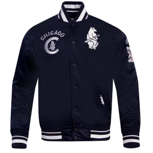 MLB CHICAGO CUBS RETRO CLASSIC MEN'S RIB SATIN JACKET (MIDNIGHT NAVY)