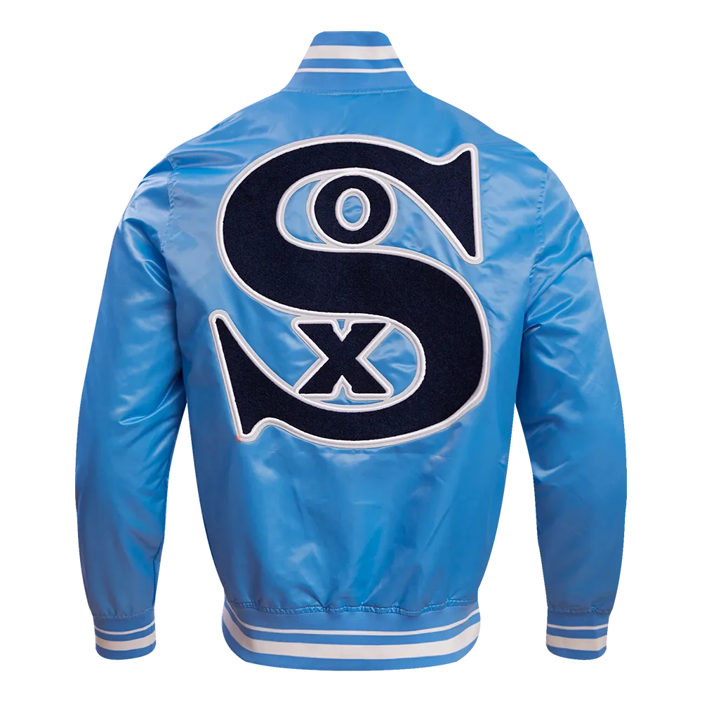 MLB CHICAGO WHITE SOX RETRO CLASSIC MEN'S RIB SATIN JACKET (UNIVERSITY BLUE)