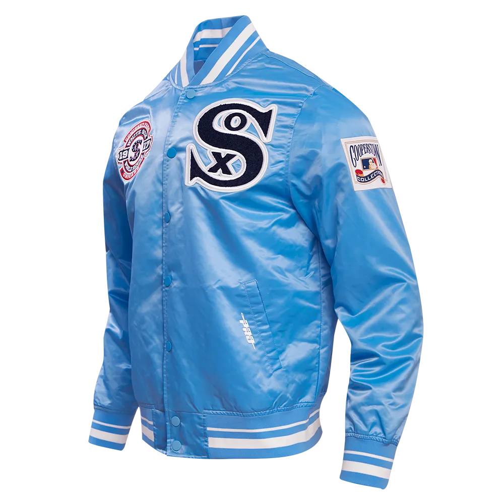 MLB CHICAGO WHITE SOX RETRO CLASSIC MEN'S RIB SATIN JACKET (UNIVERSITY BLUE)