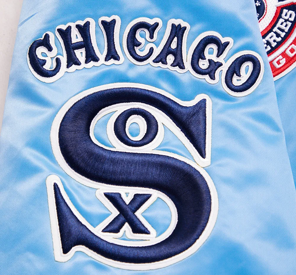 MLB CHICAGO WHITE SOX RETRO CLASSIC MEN'S RIB SATIN JACKET (UNIVERSITY BLUE)