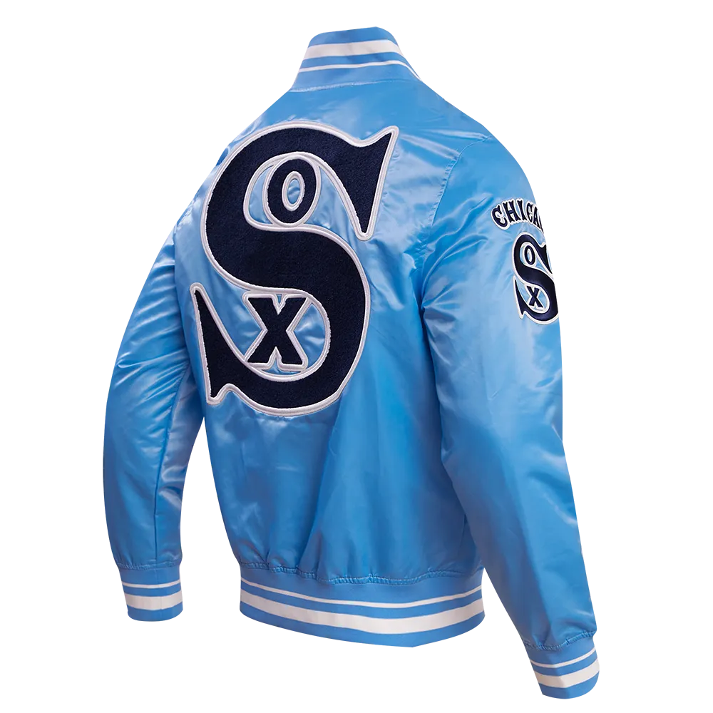 MLB CHICAGO WHITE SOX RETRO CLASSIC MEN'S RIB SATIN JACKET (UNIVERSITY BLUE)