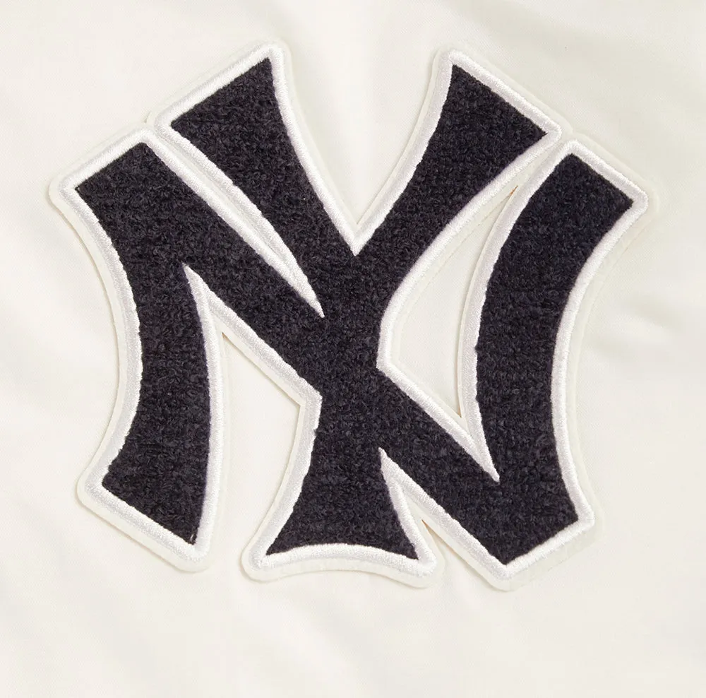 MLB NEW YORK YANKEES RETRO CLASSIC MEN'S RIB SATIN JACKET (EGGSHELL/ MIDNIGHT NAVY)