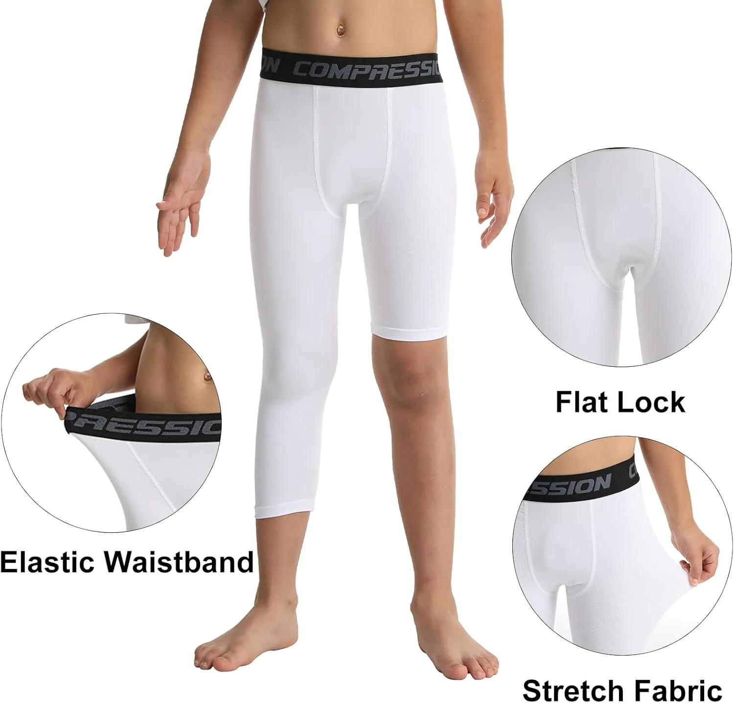 OEBLD Single Leg 3/4 Compression Tights, Unisex Sports Compression Pants, Basketball Leg Sleeves