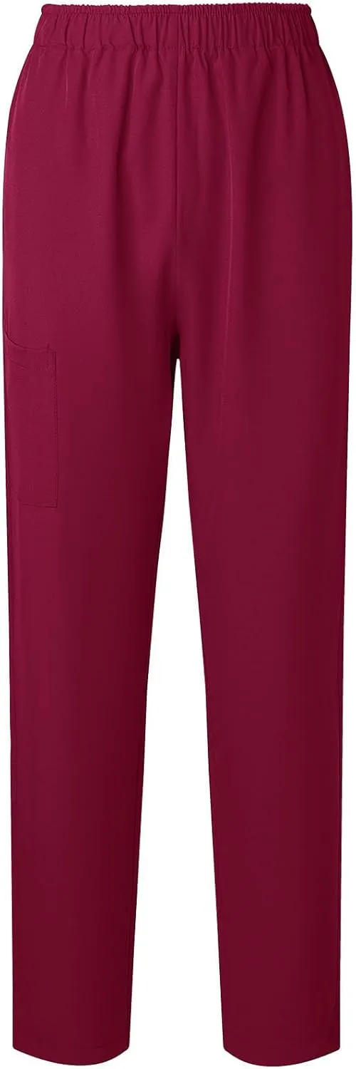 Womens Summer Elastic Waist Comfy Stretch Pull On Pants Workwear Professionals Trousers