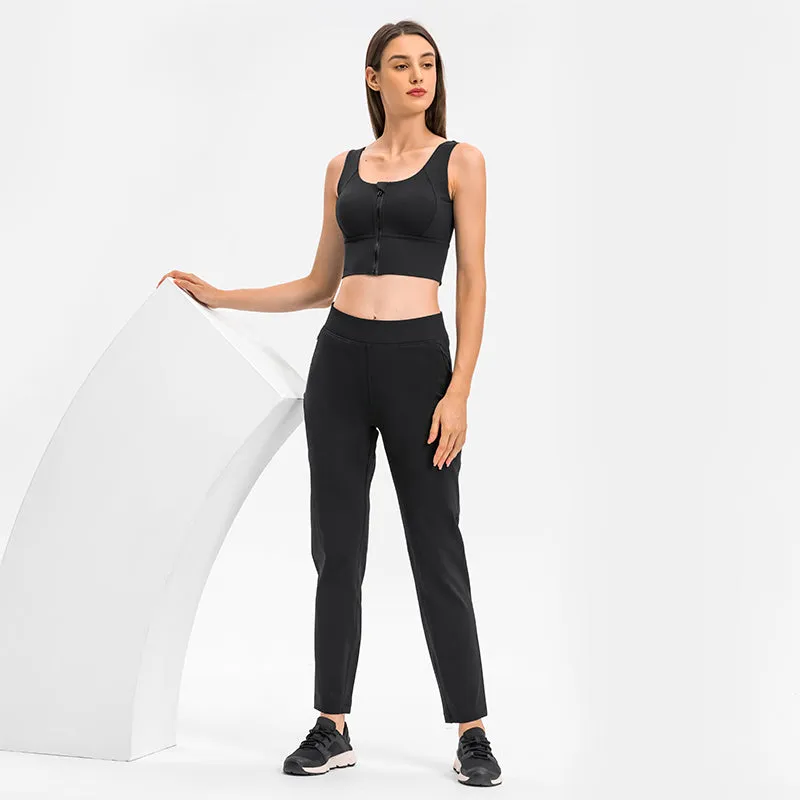 Women's Track Pants Athletic Running Sweatpants with Zipper Pockets Sports Jogging Sweat Pants Straight Leg