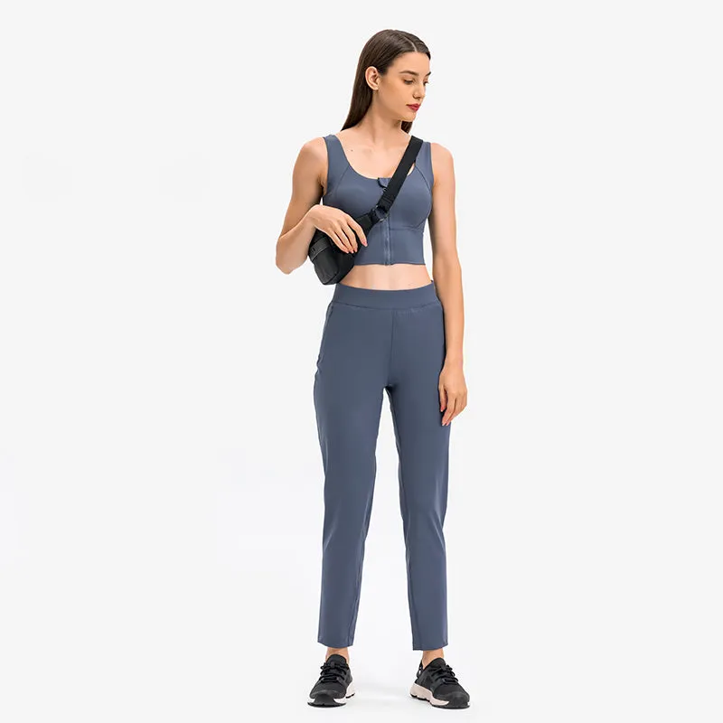 Women's Track Pants Athletic Running Sweatpants with Zipper Pockets Sports Jogging Sweat Pants Straight Leg